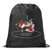 Wrestling Drawstring Backpack - Wrestling Reindeer