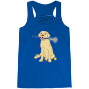 Girls Lacrosse Flowy Racerback Tank Top - Chase The Lax Dog