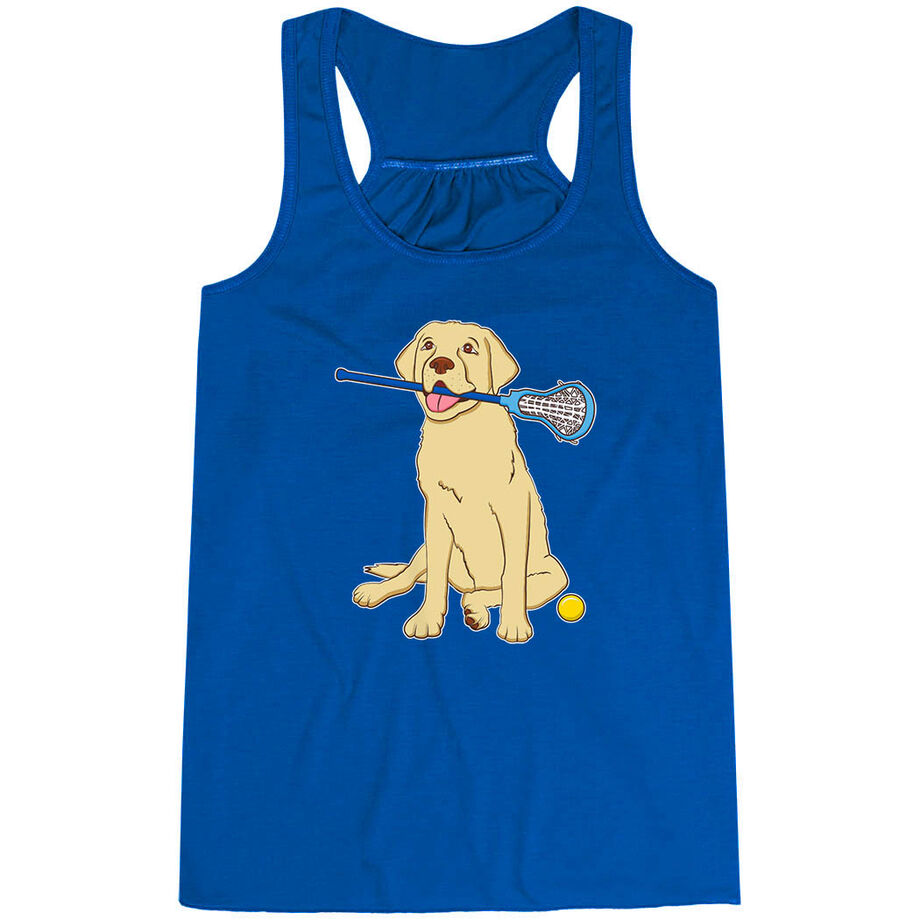 Girls Lacrosse Flowy Racerback Tank Top - Chase The Lax Dog