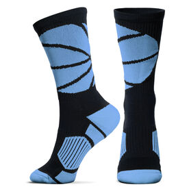 Basketball Woven Mid-Calf Socks - Ball Wrap (Black/Carolina Blue)