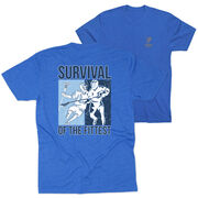 Guys Lacrosse Short Sleeve T-Shirt - Survival of the Fittest (Back Design)