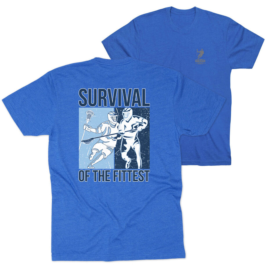 Guys Lacrosse Short Sleeve T-Shirt - Survival of the Fittest (Back Design)