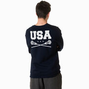 Guys Lacrosse Crewneck Sweatshirt - USA Lacrosse (Back Design)