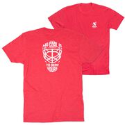 Hockey Short Sleeve T-Shirt - My Goal is to Deny Yours Goalie Mask (Back Design)