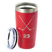 Hockey 20 oz. Double Insulated Tumbler - Personalized Crossed Sticks