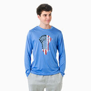 Guys Lacrosse Long Sleeve Performance Tee - Patriotic Stick