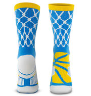 Basketball Woven Mid-Calf Socks - Hoop and Ball (Blue/Yellow)