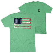 Guys Lacrosse Short Sleeve T-Shirt - American Flag (Back Design)