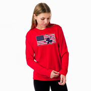 Hockey Long Sleeve Performance Tee - Patriotic Hockey