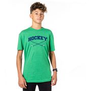 Hockey Tshirt Short Sleeve Hockey Crossed Sticks Logo