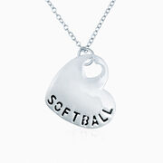 Sport Heart - Softball Silver  Necklace