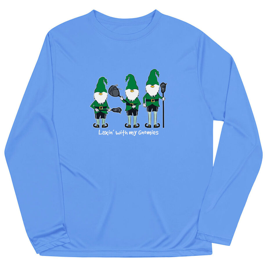 Guys Lacrosse Long Sleeve Performance Tee -  Laxin' With My Gnomies - Personalization Image