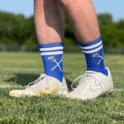 Guys Lacrosse Woven Mid-Calf Socks - Retro Crossed Sticks (Royal/White)