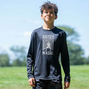 Guys Lacrosse Long Sleeve Performance Tee - Raised In a Cage