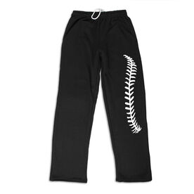 Softball Fleece Sweatpants - Softball Stitches [Adult Large/Black] - SS