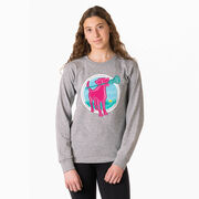 Girls Lacrosse Tshirt Long Sleeve - Lacrosse Dog with Girl Stick