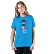 Girls Lacrosse Short Sleeve T-Shirt - Patriotic Lax Girl