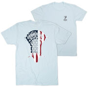 Guys Lacrosse Short Sleeve T-Shirt - Patriotic Stick (Back Design)