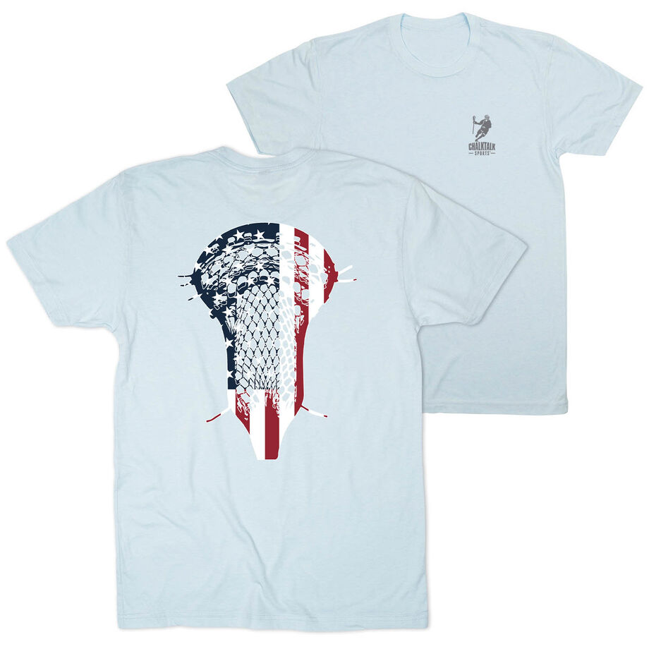 Guys Lacrosse Short Sleeve T-Shirt - Patriotic Stick (Back Design)