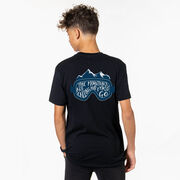 Skiing Short Sleeve T-Shirt - The Mountains Are Calling (Back Design)