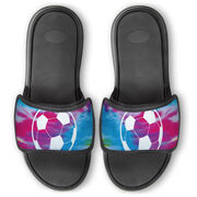 Soccer Repwell&reg; Slide Sandals - Tie-Dye Pattern With Soccer Ball