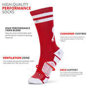 Hockey Woven Mid-Calf Socks - Player (Red/White)