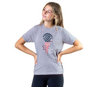 Girls Lacrosse Short Sleeve T-Shirt - Patriotic Lax Girl