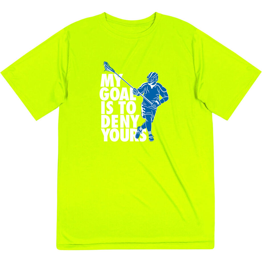 Guys Lacrosse Short Sleeve Performance Tee - My Goal Is To Deny Yours Defenseman