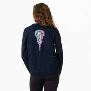 Girls Lacrosse Crewneck Sweatshirt - Lacrosse Stick Heart (Back Design)