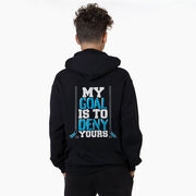 Hockey Hooded Sweatshirt - My Goal Is To Deny Yours (Blue/Black)(Back Design)