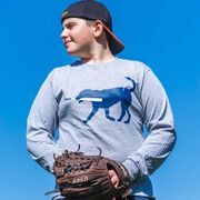 Baseball Tshirt Long Sleeve - Navy Baseball Dog