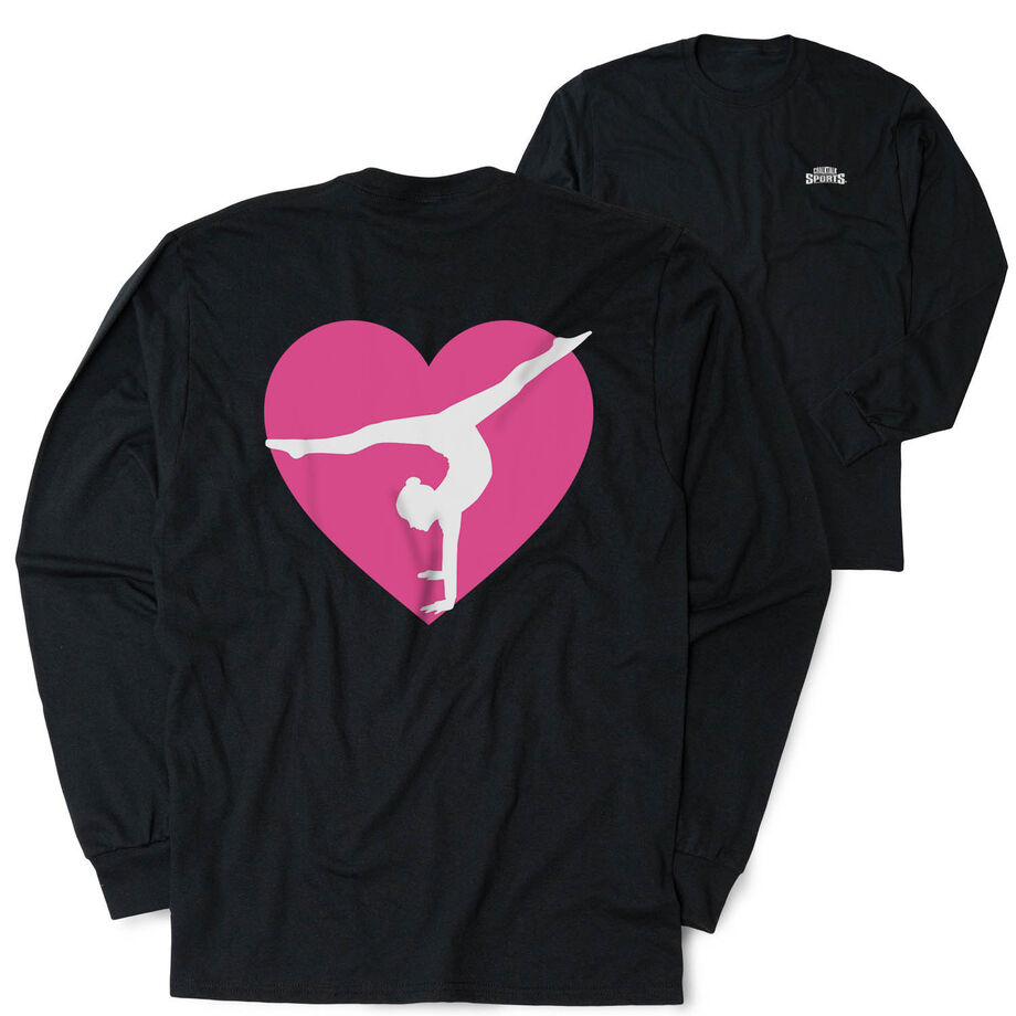 Gymnastics Tshirt Long Sleeve - Gymnast Heart (Back Design)