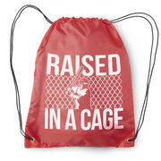 Raised In A Cage Baseball Drawstring Backpack