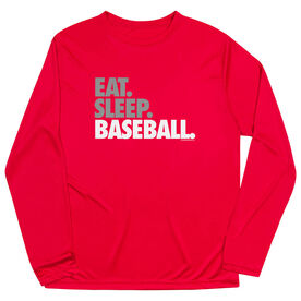 Baseball Long Sleeve Performance Tee - Eat Sleep Baseball Bold Text