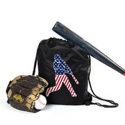 Baseball Drawstring Backpack - Baseball Stars and Stripes Player