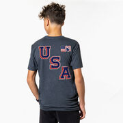 Hockey Short Sleeve T-Shirt - Hockey USA Gold (Back Design)