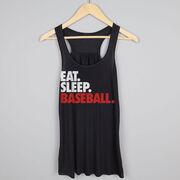 Baseball Flowy Racerback Tank Top - Eat Sleep Baseball (Bold Text)