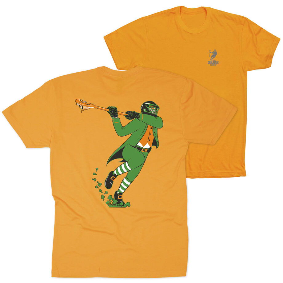 Guys Lacrosse Short Sleeve T-Shirt - Lacrosse Leprechaun (Back Design)