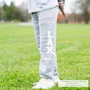 Guys Lacrosse Fleece Sweatpants - Lax With Crossed Sticks