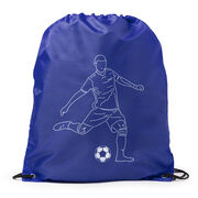 Soccer Drawstring Backpack - Soccer Guy Player Sketch