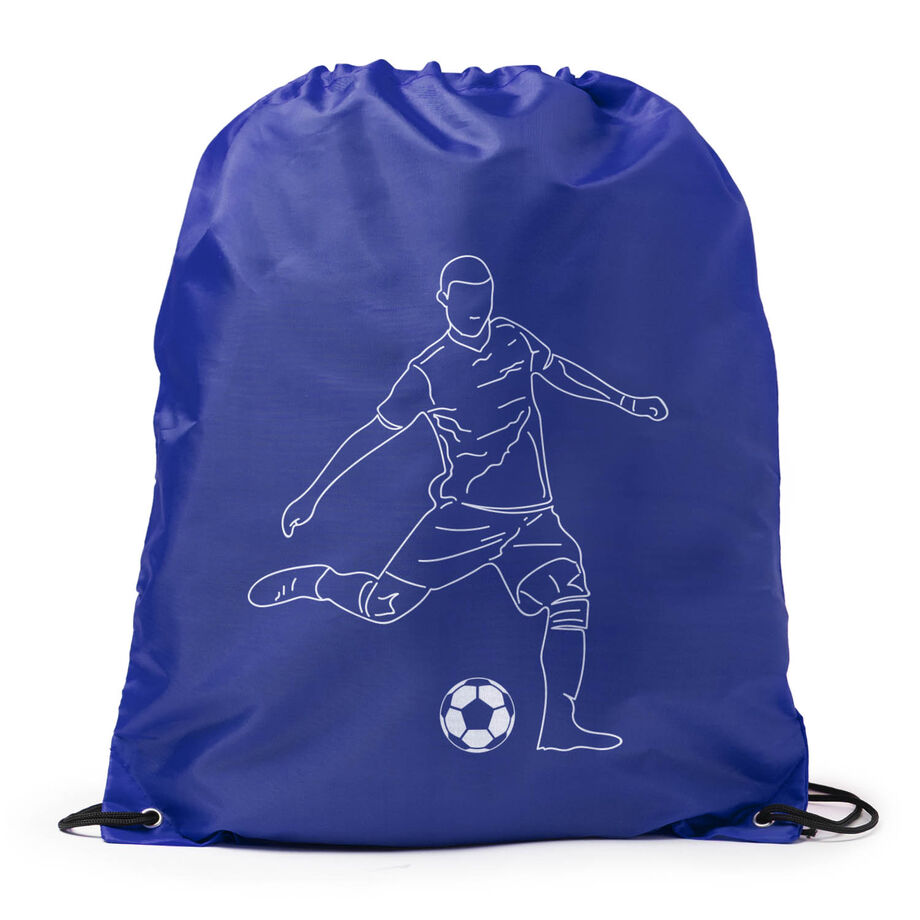 Soccer Drawstring Backpack - Soccer Guy Player Sketch