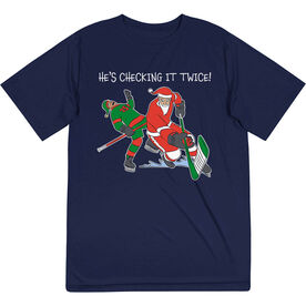 Hockey Short Sleeve Performance Tee - He's Checking It Twice