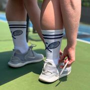 Tennis Woven Mid-Calf Socks - Crossed Racquets