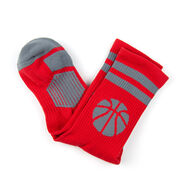 Basketball Woven Mid-Calf Socks - Ball (Red/Gray)