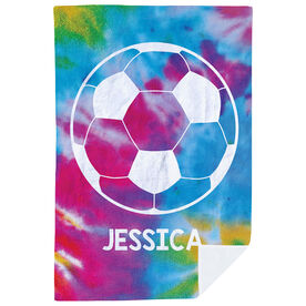 Soccer Premium Blanket - Personalized Tie-Dye with Ball