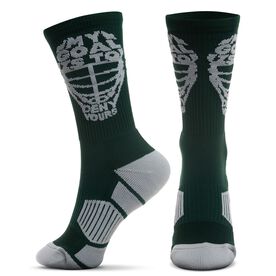 Guys Lacrosse Woven Mid-Calf Socks - My Goal is to Deny Yours Helmet