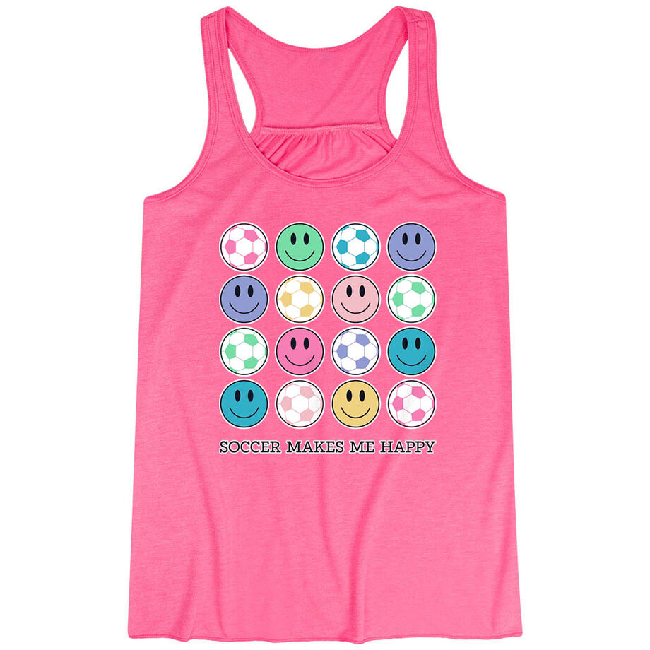 Soccer Flowy Racerback Tank Top - Soccer Makes Me Happy