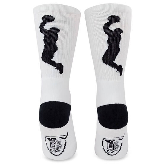 white basketball shoes with black socks