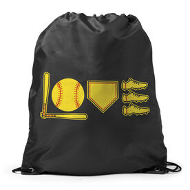 Softball Drawstring Backpack - Love To Play