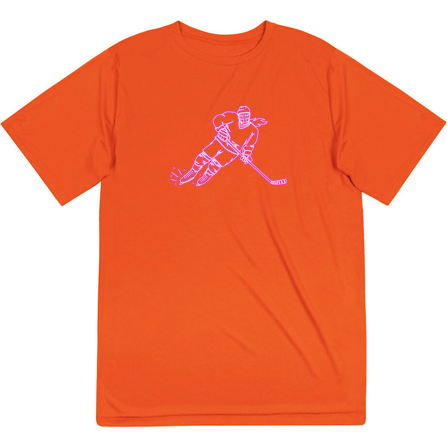 Hockey Short Sleeve Performance Tee - Neon Hockey Girl